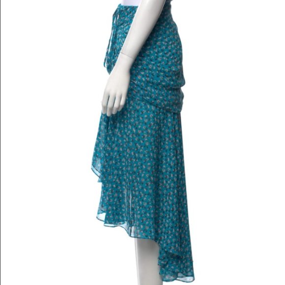 Veronica Beard Sevilla Skirt Ruched Floral Print Maxi Midi 10 Blue - Picture 3 of 5